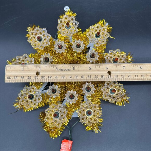 Vintage Lighted Christmas Tree Topper Gold Tinsel 1980s Taiwan Decoration - Picture 8 of 8